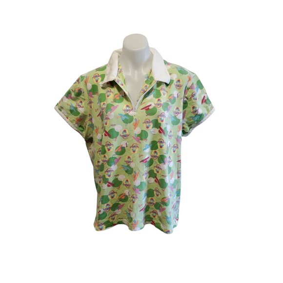 Vintage C.J Banks Novelty Print Golf Top L/XL Sunhats Bags Sunglasses Preppy Y2K - Picture 2 of 12